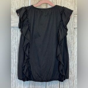 Trend Blossoms little girls Black Ruffle Top sz 14 NWT